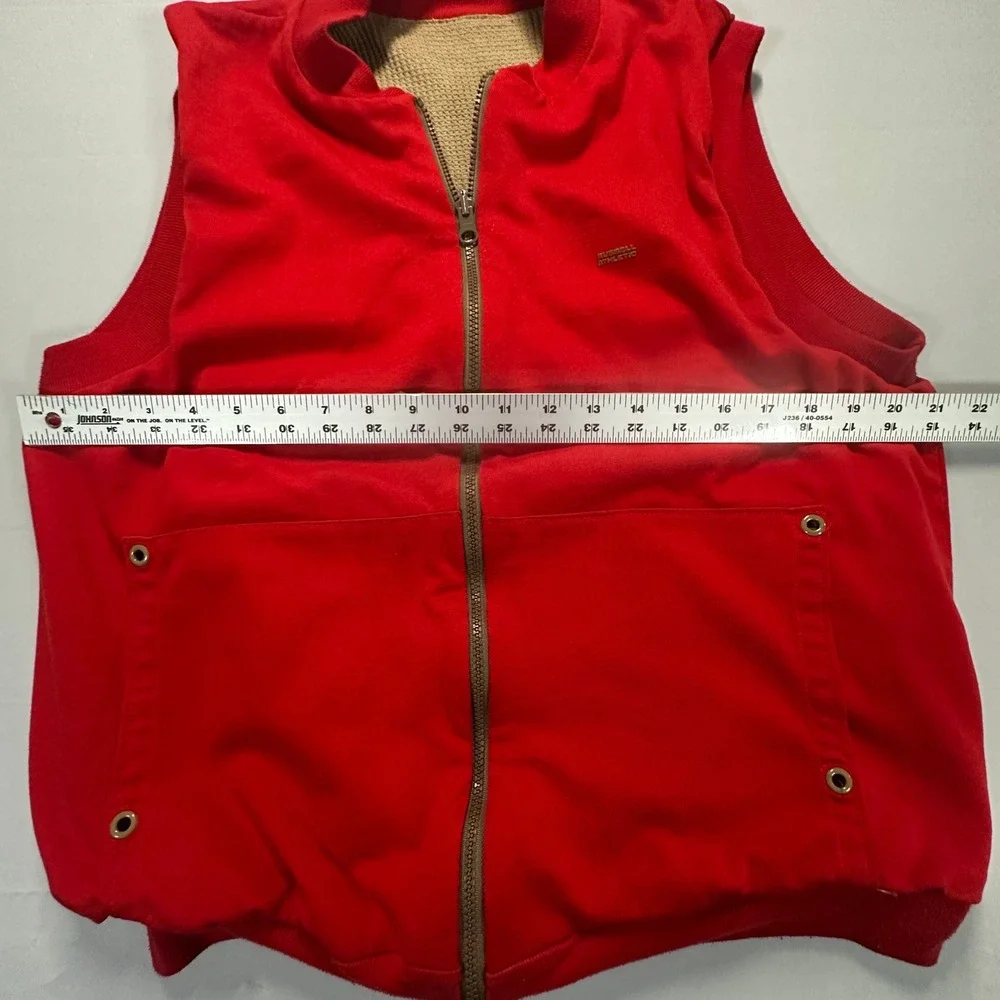 Vintage Russell Athletic Red Full Zip Thermal Lined Vest Mens Large Gorpcore